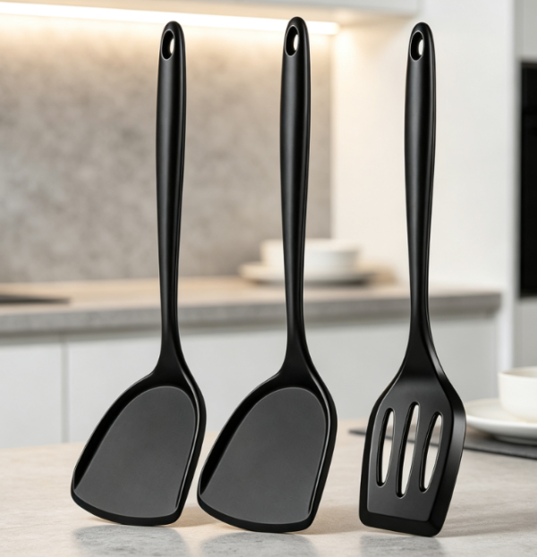 3 Piece Food Grade Silicone Spatula Set: Heat Resistant